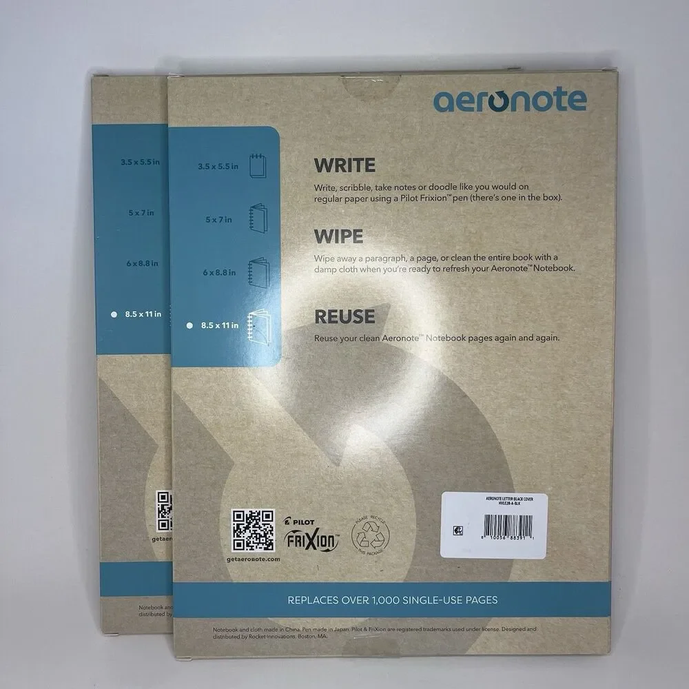 Lot of 2 Aeronote Reusable Spiral Notebook (8.5
